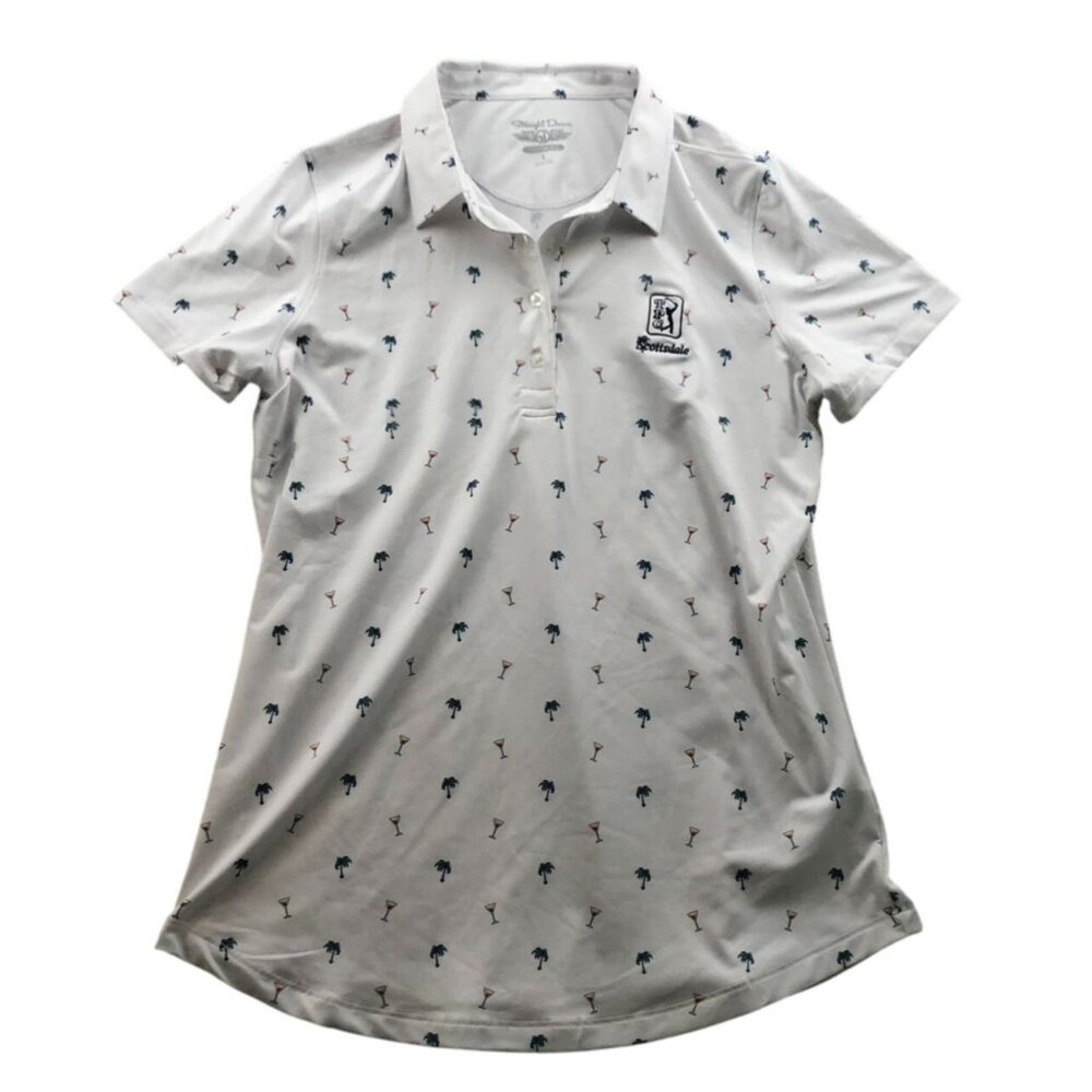 Straight Down Performance Polo Shirt Mend Large Short Sleeve Casual Whilte